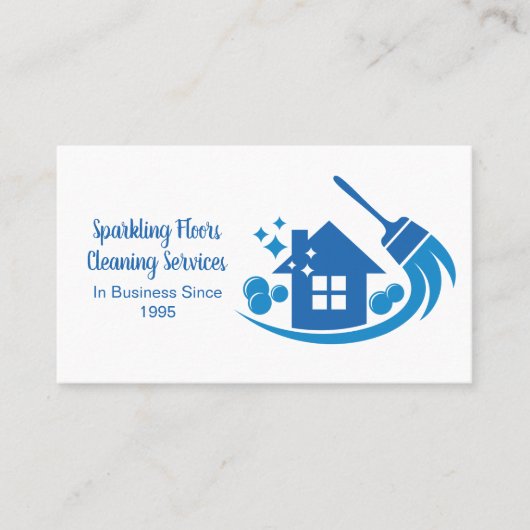 かわいい家のメイドサービス青い箒 名刺 (正面)