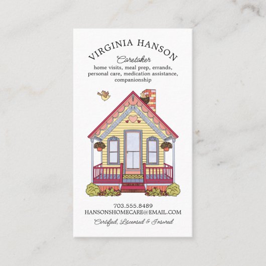 かわいい家の介護サービス独身のサイド 名刺 (正面)