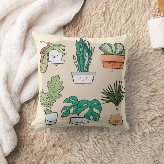 かわいい家の植物のセットをポット。植カラフル物 クッション (ブランケット)