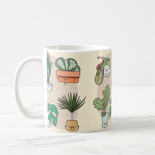 かわいい家の植物のセットをポット。植カラフル物 コーヒーマグカップ (左)