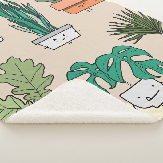 かわいい家の植物のセットをポット。植カラフル物 シェルパブランケット (3/4)