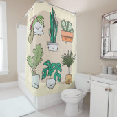 かわいい家の植物のセットをポット。植カラフル物 シャワーカーテン (インサイチュ)