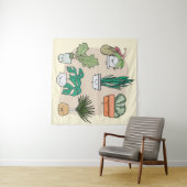 かわいい家の植物のセットをポット。植カラフル物 タペストリー (インサイチュ(横))