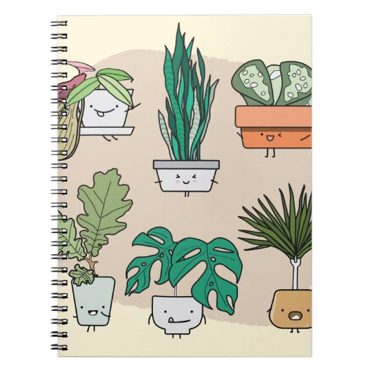 かわいい家の植物のセットをポット。植カラフル物 ノートブック (正面)