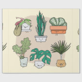 かわいい家の植物のセットをポット。植カラフル物 ラッピングペーパー (フラット)