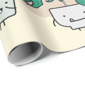 かわいい家の植物のセットをポット。植カラフル物 ラッピングペーパー (ロールコーナー)