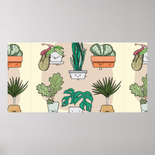 かわいい家の植物のセットポット。植物カラフル質 ポスター