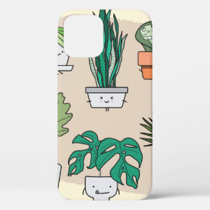 かわいい家の植物のセットポット。植物カラフル質 iPhone 12ケース