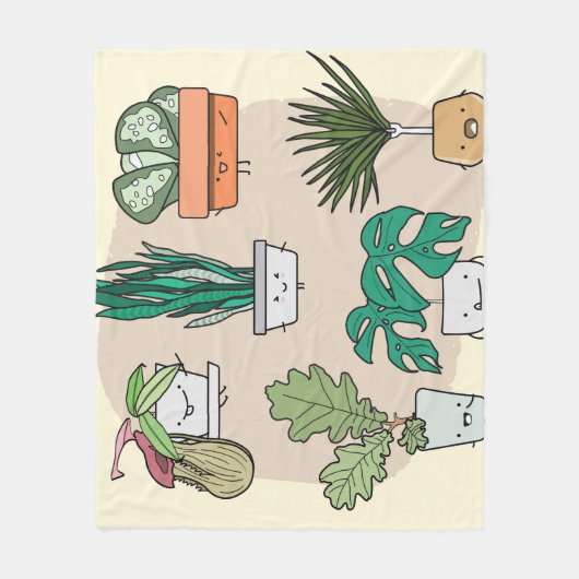 かわいい家の植物カラフル:植物学。 フリースブランケット (正面)