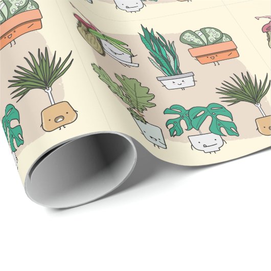 かわいい家の植物カラフル:植物学。 ラッピングペーパー (ロールコーナー)