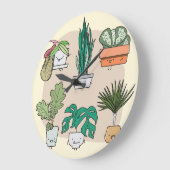 かわいい家の植物カラフル：植物学。 ラージ壁時計 (傾斜)