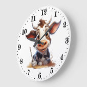 かわいい家やオフィスの牛好き ラージ壁時計 (傾斜)