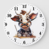 かわいい家やオフィスの牛好き ラージ壁時計 (正面)