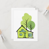 かわいい家を描いたクライアント感謝のノートカード カード (正面/裏面インサイチュ)
