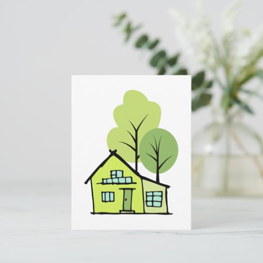 かわいい家を描いたクライアント感謝のメモカード カード (スタンド正面)