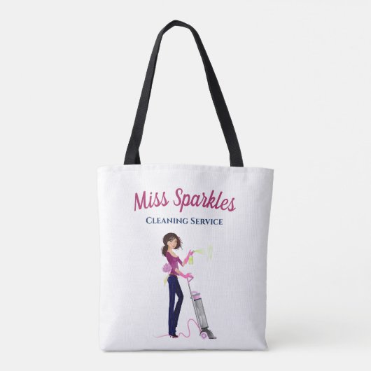 かわいい家事の掃除をする女性の後ろ トートバッグ (裏面)
