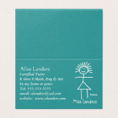 かわいい家庭教師先生チョークスティック図オングリーン 名刺 (外部フラット)