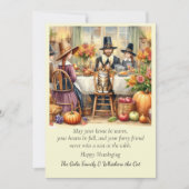 かわいい家族と猫感謝祭ホリデーカード シーズンカード (正面)