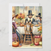 かわいい家族と猫感謝祭ホリデーカード シーズンカード (裏面)