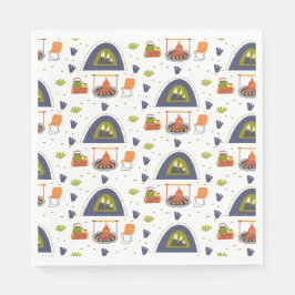 かわいい家族のキャンプ焚き火&テント スタンダードランチョンナプキン
