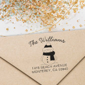 かわいい家族のクリスマスアドレスと雪だるま セルフインキングスタンプ