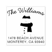 かわいい家族のクリスマスアドレスと雪だるま セルフインキングスタンプ (デザイン)