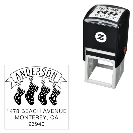 かわいい家族のクリスマスアドレスストッキングスタッファー セルフインキングスタンプ (インサイチュ)