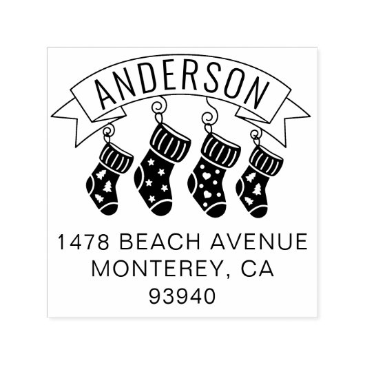 かわいい家族のクリスマスアドレスストッキングスタッファー セルフインキングスタンプ (デザイン)