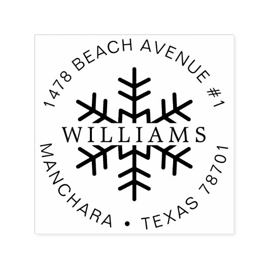 かわいい家族のクリスマスアドレス雪の結晶 セルフインキングスタンプ (デザイン)