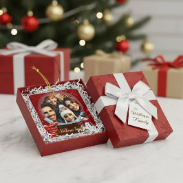 かわいい家族のクリスマススノーグローブ写真 セラミックオーナメント