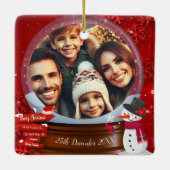かわいい家族のクリスマススノーグローブ写真 セラミックオーナメント (裏面)