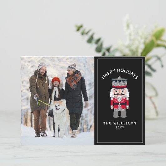 かわいい家族のクリスマスフォトホイディくるみクラッカー カード (スタンド正面)