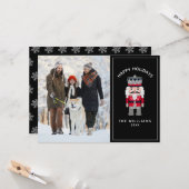 かわいい家族のクリスマスフォトホイディくるみクラッカー カード (正面/裏面インサイチュ)