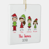 かわいい家族のパーソナライズされたクリスマス セラミックオーナメント (右)