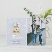 かわいい家族の写真のスノードーム メリークリスマス シーズンカード (スタンド正面)