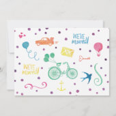 かわいい家族の写真を動かすアナウンス – Rainbow 案内状 (裏面)