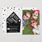 かわいい家族の写真を移動アナウンスメントカード 案内状 (正面/裏面)