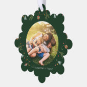 かわいい家族の写真クリスマスホリデー オーナメントカード (左)