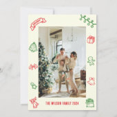 かわいい家族の写真ドードルクリスマスホリデーカード シーズンカード (裏面)
