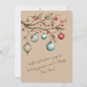 かわいい家族の写真フレームベージュウォーターカラークリスマス シーズンカード (裏面)