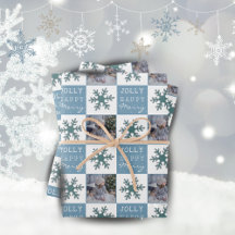 かわいい家族の写真 青い雪の結晶のクリスマス
