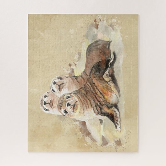 かわいい家族の友達が動物を封印 ジグソーパズル (縦)