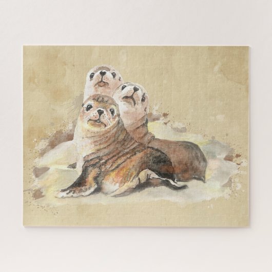 かわいい家族の友達が動物を封印 ジグソーパズル (横)