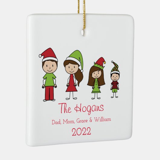 かわいい家族の名前&年のクリスマスパーソナライズされた セラミックオーナメント (右)