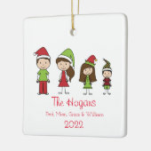かわいい家族の名前&年のクリスマスパーソナライズされた セラミックオーナメント (左)