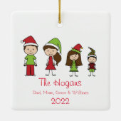 かわいい家族の名前&年のクリスマスパーソナライズされた セラミックオーナメント (裏面)