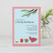 かわいい家族の夏BBQのパーティの招待状 招待状 (スタンド正面)
