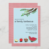 かわいい家族の夏BBQのパーティの招待状 招待状 (正面/裏面)
