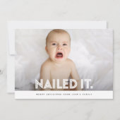 かわいい家族の子供たちおもしろいクリスマスフォトを釘付け シーズンカード (正面)