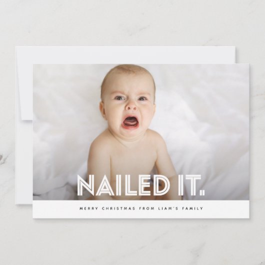 かわいい家族の子供たちおもしろいクリスマスフォトを釘付け シーズンカード (正面)